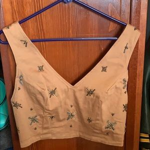 FREE PEOPLE SUEDE TOP WITH GEMS